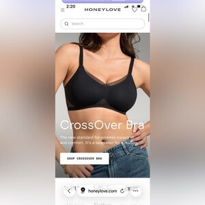 NWT Honeylove CrossOver Black Bra size medium best for 36B/C